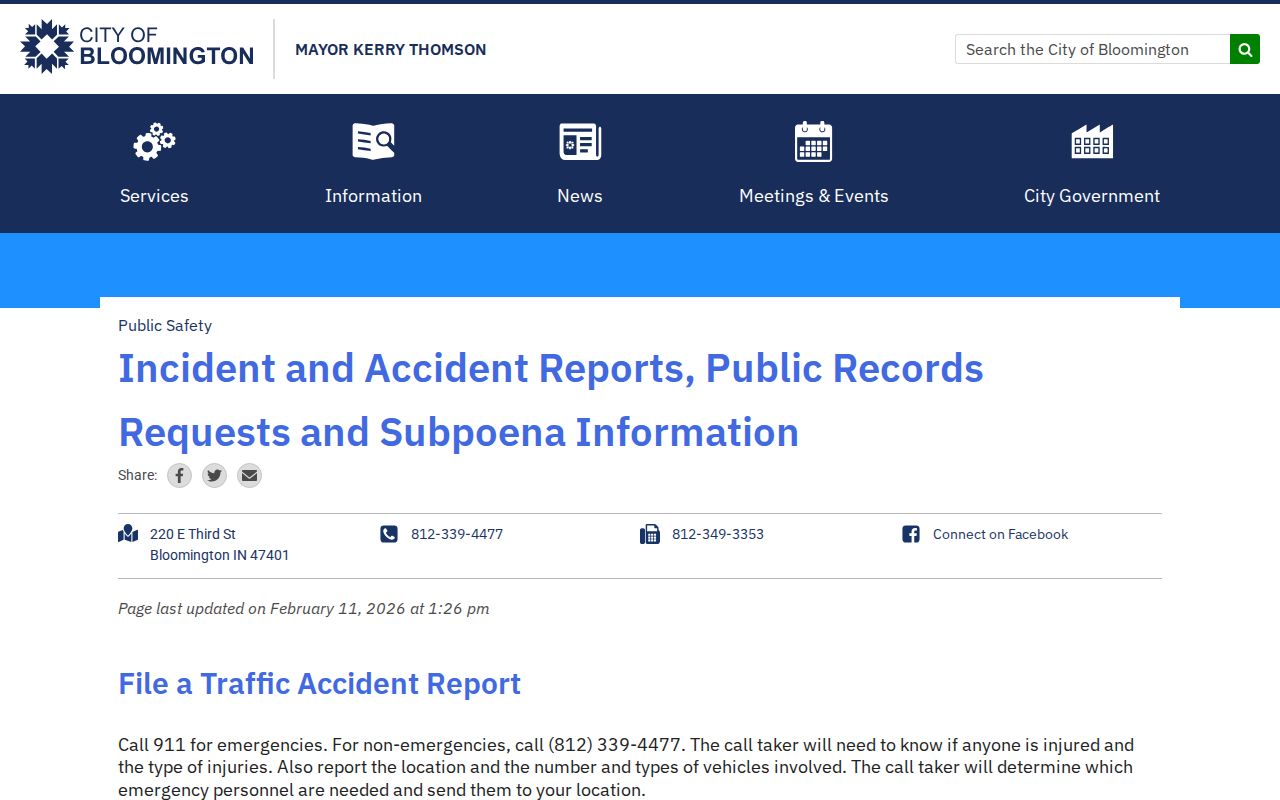 Bloomington Police records route for arrest reports