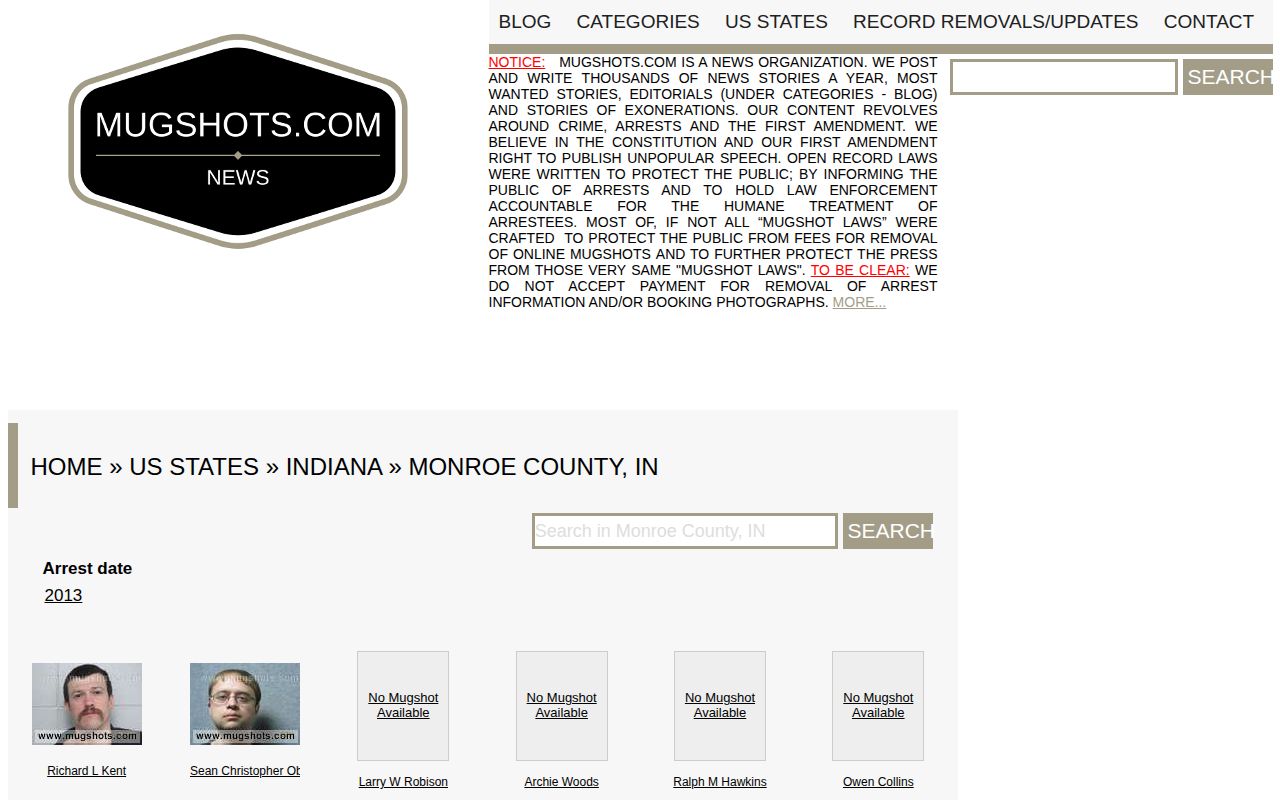 Unofficial historical Monroe County mugshot archive