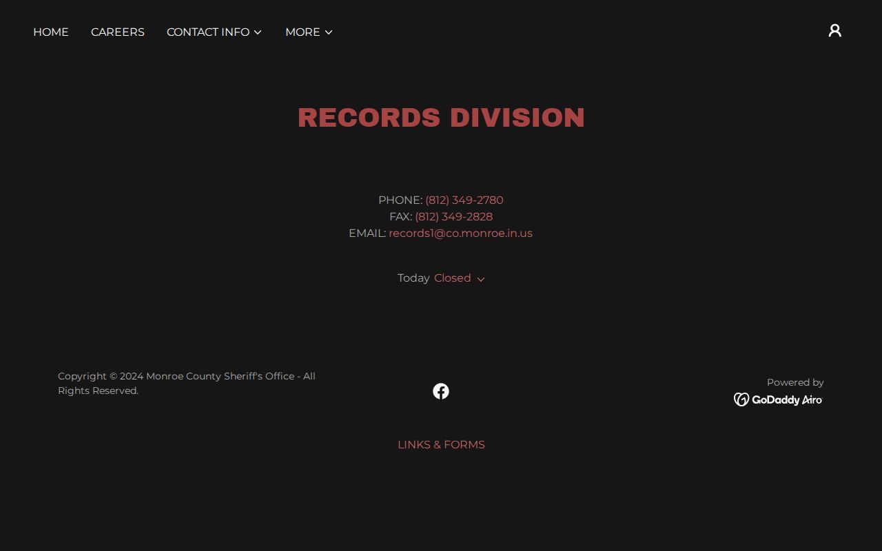 Monroe County Sheriff booking record request contact