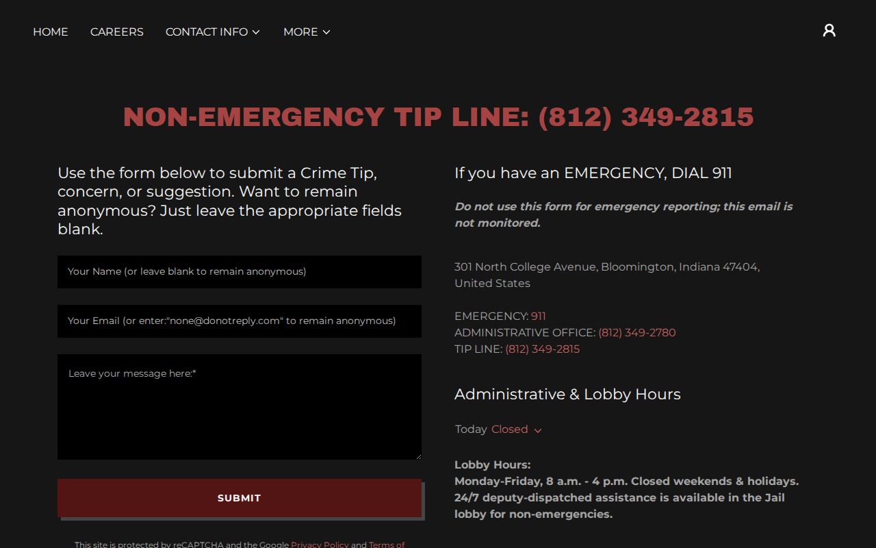 Monroe County Sheriff anonymous fugitive tip interface